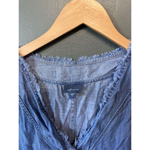 J. Jill Womens Blue Denim Sleeveless Slip Dress Size Large Long Flowy - Picture 3 of 3